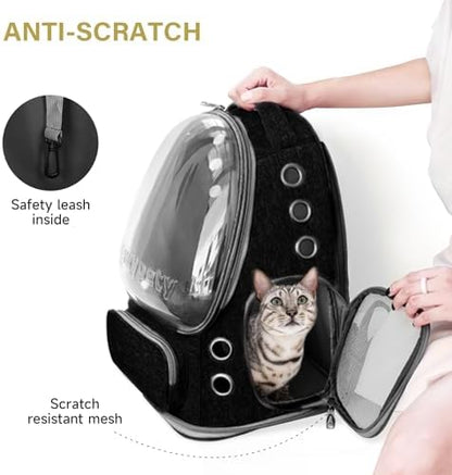 Cawypety Cat Backpack Carrier Large Space Bubble Backpack up to 12lbs Black