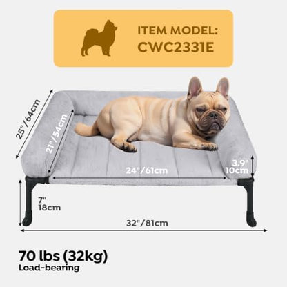 Veehoo Elevated Dog Beds Medium Sized Dog with Fluffy Plush Bolster Cushion