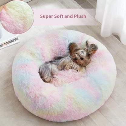 WNPETHOME Large Round Calming Dog Bed Cat Bed for Comfy Sleep