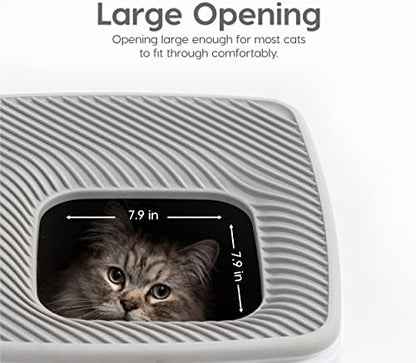 IRIS USA Cat Litter Box, Top Entry, Dog Proof, Covered, Scoop, Gray