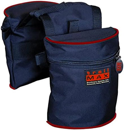 TrailMax Horse Horn Bags for Trail Riding – Medium & Large Western Saddle Horn Bags for Horses & Mules, Insulated Trail Gear with Secure Fit & Grab-and-Go Liners, Medium, Black with Red Piping