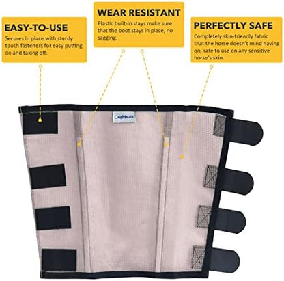 Fine Mesh Fly Boots Loose Fitting & Non-Slip Horse Fly Leggings No More Horsefly Nuisance Greatly Reduce Stomping Breathable with Natural Air Flow (Set of 4)