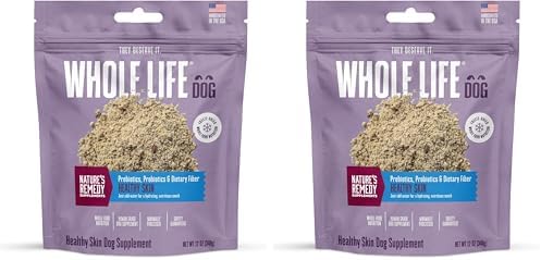 Whole Life Pet Healthy Skin Daily Supplement for Dogs – Omegas, Probiotics, Prebiotics, Antioxidants. Skin, Anti-Itch, Allergies. Mixes in Food or with Water for Hydrating Snack (Pack of 2)