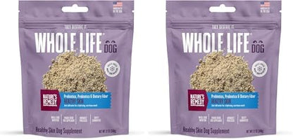 Whole Life Pet Healthy Skin Daily Supplement for Dogs – Omegas, Probiotics, Prebiotics, Antioxidants. Skin, Anti-Itch, Allergies. Mixes in Food or with Water for Hydrating Snack (Pack of 2)