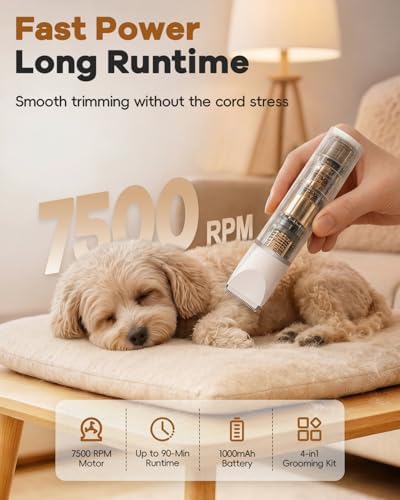 Veeconn 4 in 1 Dog Clippers Grooming Kit with Paw Hair Trimmer for Cat Pet