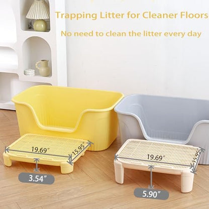 Cat Litter Mat Litter Trapping Mat,19.69"X15.95"X3.54"Litter Box Mat,Waterproof Cat Mats for Litter Large,Easy Clean,Non-Slip Litter Mat for Cat,Urine-Proof Kitty Litter Catcher Mat,Washable (White)