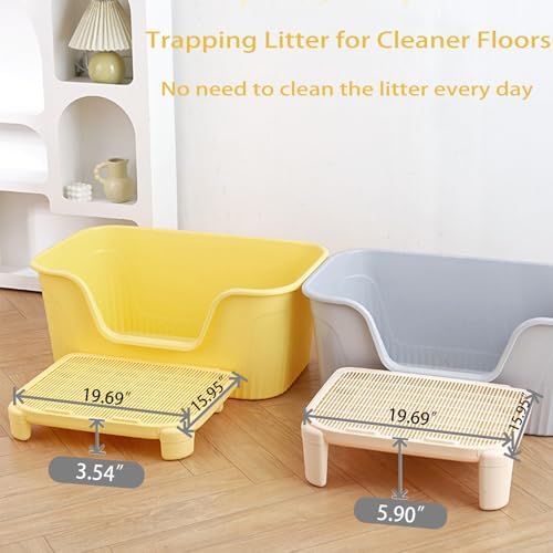 Cat Litter Mat Litter Trapping Mat,19.69"X15.95"X5.90"Litter Box Mat,Waterproof Cat Mats for Litter Large,Easy Clean,Non-Slip Litter Mat for Cat,Urine-Proof Kitty Litter Catcher Mat,Washable (Grey)