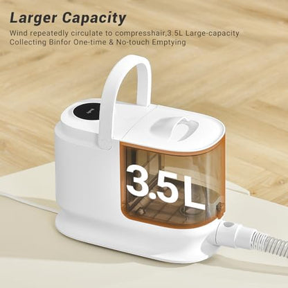 Bunfly Dog Grooming Kit & Dog Hair Vacuum, 3.5L Capacity Pet Grooming Vacuum with 13000kpa Strong Suction 99% Pet Hair,17 Tools Shedding Pet Hair, Home Cleaning -White