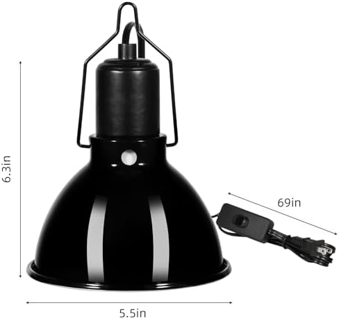 DXOPHIEX 5.5 inch Dome Reptile Light Fixture Max 100W Reptile Heat Lamp