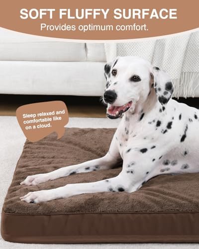 KSIIA Orthopedic Dog Bed for Large Dogs with Waterproof Lining, Brown,41x27