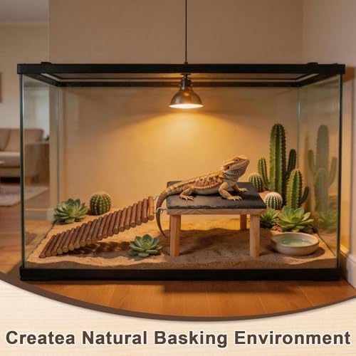 Bearded Dragon Basking Platform with Climbing Ramp,Leopard Gecko Basking Platform with Stone,Reptile Basking Rock Hide Cave Climing Accessories for Turtle,Snake,Lizard