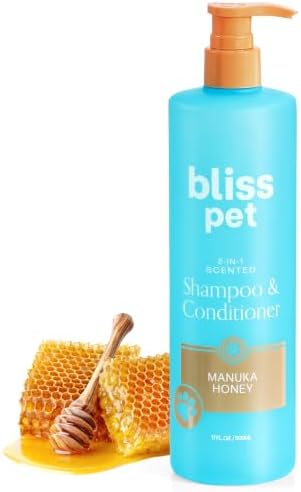 Bliss Pet Manuka Honey Dog Shampoo Conditioner and Detangler, 17 Fl Oz