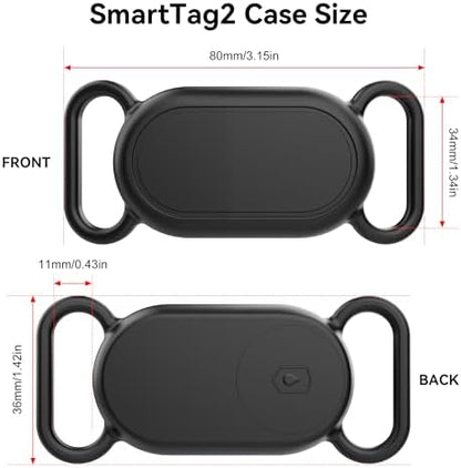 Waterproof Silicone Case Holder for Galaxy Smarttag2, 2 Pack Pet Dog Cat Collars, Anti-Lost Scratch Resistant Holder Accessory Protective Cover for Samsung Galaxy Smart tag2 (Grey/Pink)