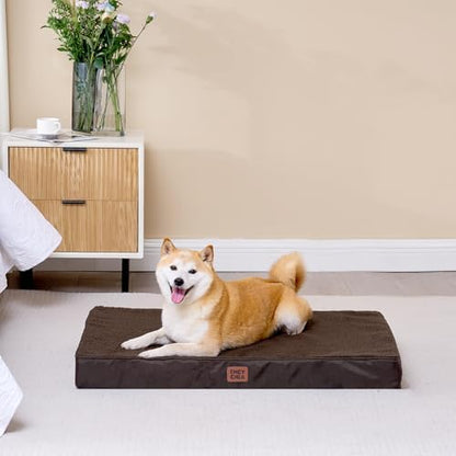 EHEYCIGA Orthopedic Dog Bed Large with Removable Washable Cover, 35IN Brown