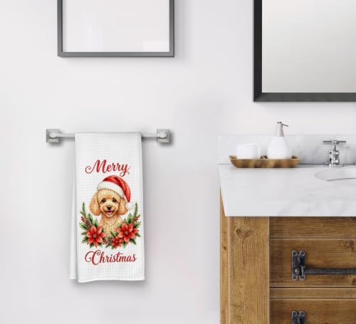 Merry Christmas Goldendoodle Kitchen Dish Towels Dishcloth 16x24