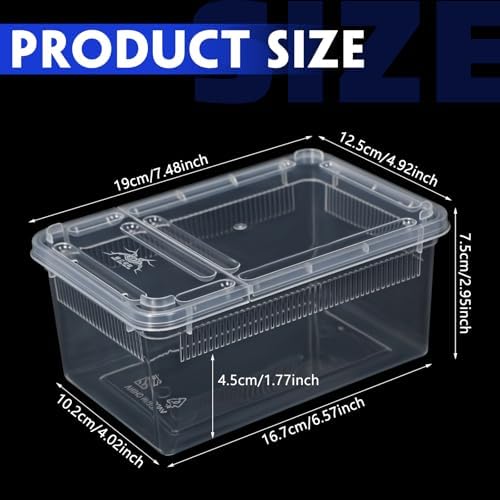 Irenare 8 Pcs Reptile Breeding Box Plastic Spider Terrarium Tarantula Feeding Box for Bearded Dragon Lizard Spider Gecko Scorpion(Vent Strips,Clear,7.48 x 4.92 x 2.95 Inch)