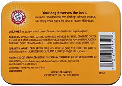 Arm & Hammer for Pets Tartar Control Dental Mints for Dogs | Dog Dental Mints Help Reduce Plaque & Tartar Buildup Without Brushing | Beef Flavor, 40 Count (Pack of 4)