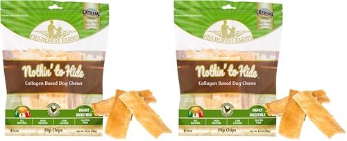 Fieldcrest Farms Nothin to Hide Flip Chips Chews for Dogs - All Natural Rawhide Alternative Treats for Dogs, Chicken, Beef or Peanut Butter Flavor Snack for All Breed Dogs (Chicken, 8.5 Oz)