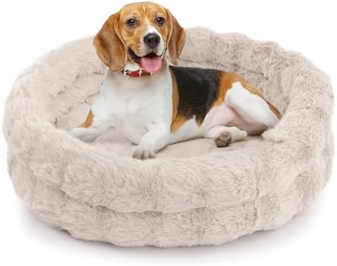 Cat Beds for Indoor Cats, Washable Round Beds for Small Dog and Cats, Soft Plush Faux Fur Removable Pet Bed for Puppy and Kitten, 24"x24"x7"