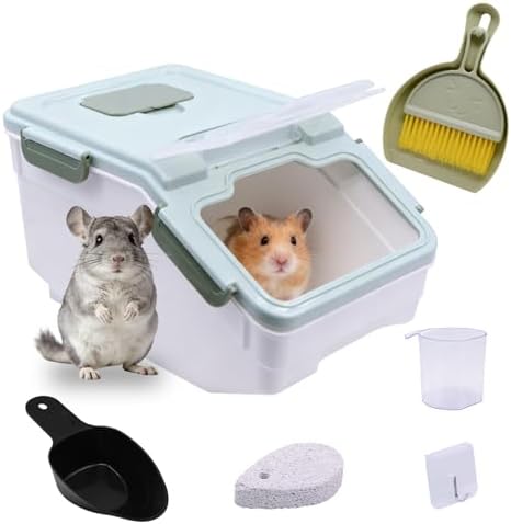 Chinchilla Sand Bath Container, Plastic Dust House with Lid for Pets