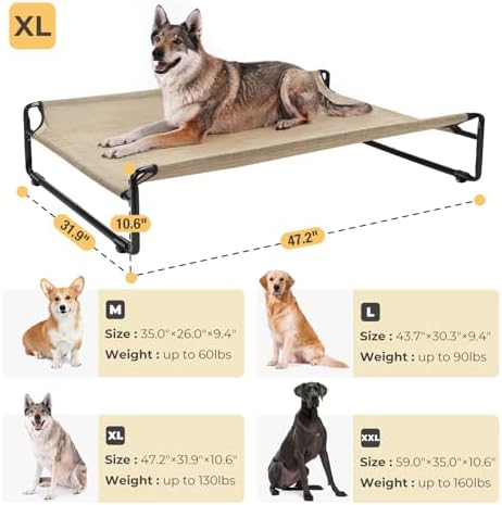 Veehoo Outdoor Elevated Dog Bed, Cooling Raised Dog Beds for Large Dogs