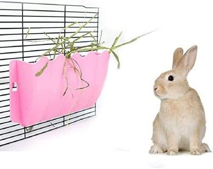 Litewoo Rabbit Hanging Hay Feeder Rack Wall-Mounted for Guinea Pig, Pink