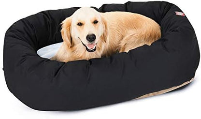 Majestic Pet Sherpa Bagel Dog Bed, 40 Inch Large, Round, Washable, Black
