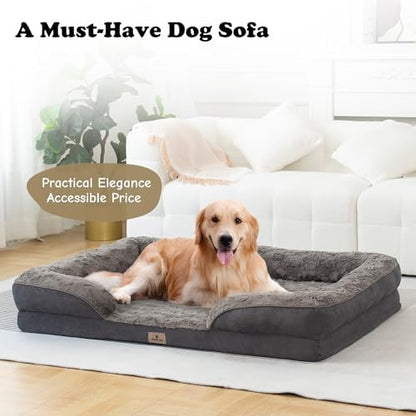 XL Plus Orthopedic Dog Beds Large Sized Dog - Washable Large Dog Cat Bed Waterproof, Comfort Dogs Couch Sofa with Washable Removable Cover, Pet Bed with Nonskid Bottom, 48'', Dark Grey