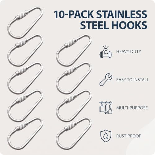 10 Pcs Silvery Parrot Toy Hook Stainless Steel Parts Heavy Duty Metal Hooks Suitable for Most Bird Or Small Animal Hanging Toys Parrot Bird Hooks Metal Stainless Steel Parts DIY Bulk Birds