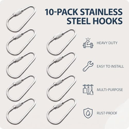 10 Pcs Silvery Parrot Toy Hook Stainless Steel Parts Heavy Duty Metal Hooks Suitable for Most Bird Or Small Animal Hanging Toys Parrot Bird Hooks Metal Stainless Steel Parts DIY Bulk Birds