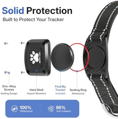 GPS Dog Collar with Tracker, Waterproof, No Monthly Fee, Black, XS