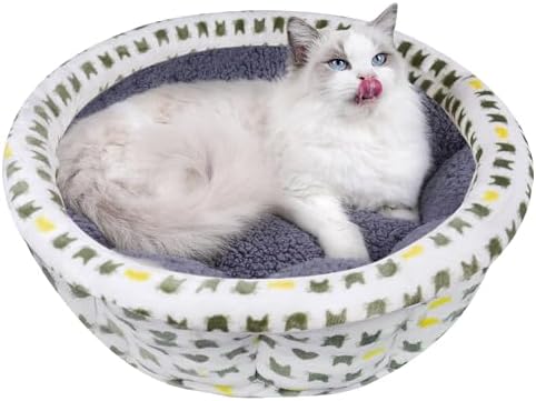 AIWIKIDE Super Soft Small Dog & Cat Bed, Anti-Anxiety Puppy Cuddler, Cozy Round Fluffy Plush Pet Bed, Machine Washable Faux Fur Donut Cuddler, Grey