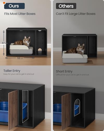 SONGMICS HOME Cat Litter Box Enclosure, Snapsemble Superfast Assembly