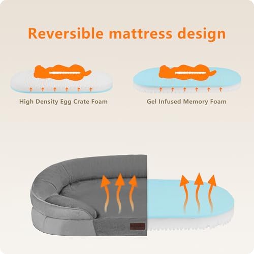 Dwanton Orthopedic Waterproof Large Dog Bed Sofa, Gel Memory Foam, 42"