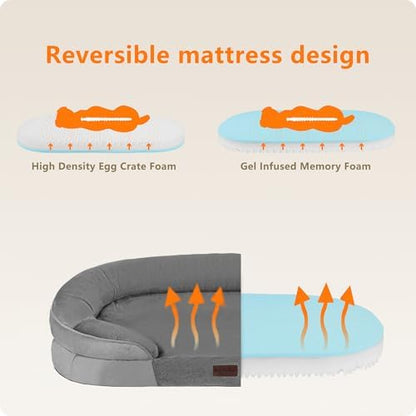 Dwanton Orthopedic Waterproof Large Dog Bed Sofa, Gel Memory Foam, 42"