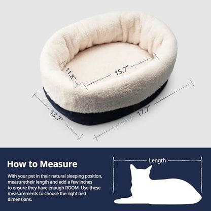 Cat Bed with Pet Pad, 17.7"×13.7", Blue