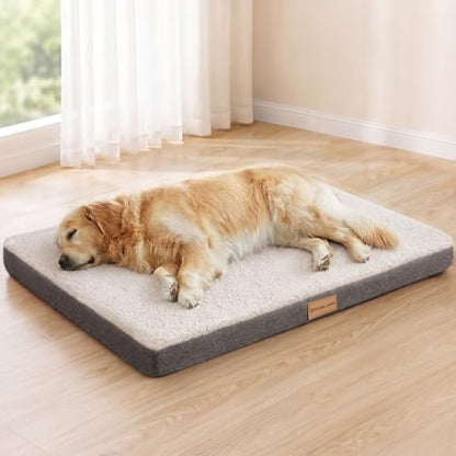 Patas Lague Orthopedic Large Dog Bed Washable Pet Sofa Mat 48''X30'' Ivory