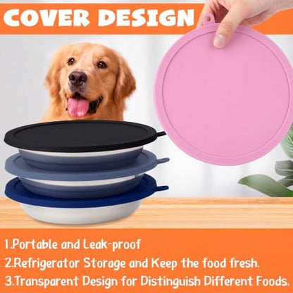 Patelai Dog Bowl with Lid, 8 Pcs, Black,Gray,Dark Blue,Pink