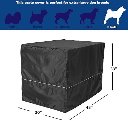 MidWest Homes for Pets XL Dog Crate Cover, Black Polyester Privacy Kennel Cover Fits Most 48-inch Crates, Machine Washable, Reduces Barking & Chewing