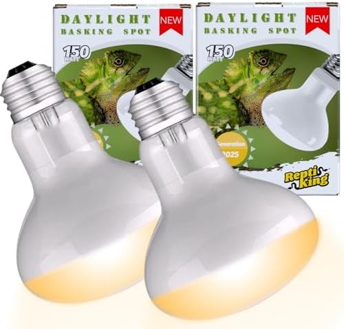 Reptile Heat Bulb Lamp, 150W 2-Pack Daylight Basking Spot, Bearded Dragon/Turtle/Lzard/Gecko Light Bulb, UVA Heat Lamp, Basking Light for Reptiles