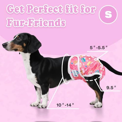 Pet Soft Female Dog Diapers, 3 Pack Washable Dog Diapers Female for Dogs in Heat Reusable Dogs Period Panties, Puppy Diapers (Food, S)