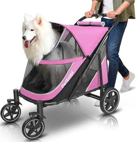Petbobi Dog Stroller for Large Medium Dogs up to 80 lbs, Dual Entry