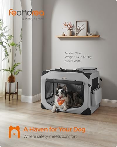 Feandrea Collapsible Soft Dog Crate, Portable Travel Carrier, 36 Inches