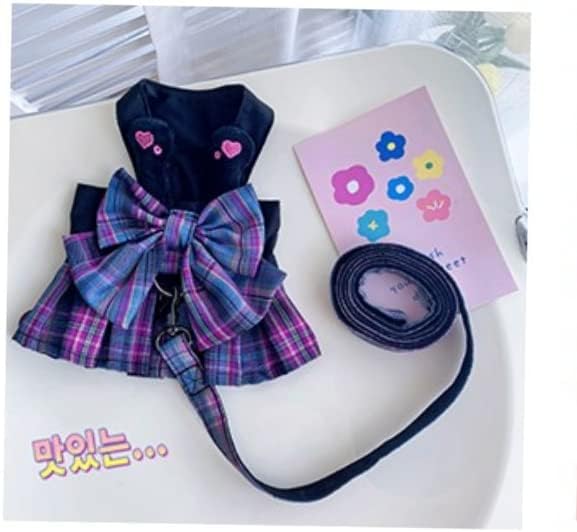 Rabbit Harness and Leash for Walking Escape Proof - Cute Skirt Mesh Breathable Bunny Vest Harness Outdoor Camping Hiking Training - Also Suit for Ferret Kittn Puppy Small Animals (X-Small,Pink)
