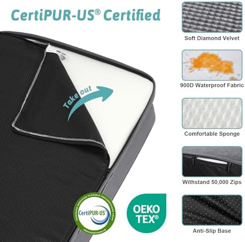 COZY KISS Orthopedic Dog Bed for Extra Large Dogs, L Shaped XXL 48x35 inch
