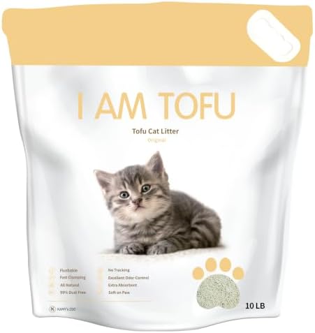 I AM TOFU - Tofu Cat Litter, Low Dust Lightweight Clumping Litter with Odor Control (10 LBS, Original)