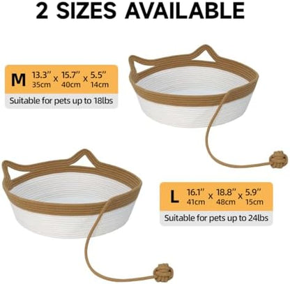 Cat Bed, Cotton Rope Instinct Basket for Cats, Handwoven Cat Beds