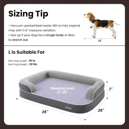 LE SURE RealOrtho™ 3-Layer Orthopedic Dog Beds Large Sized Dog,35" Grey