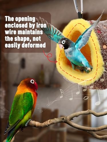 MEWTOGO Small Winter Warm Bird Nest House with Support Board for Cage