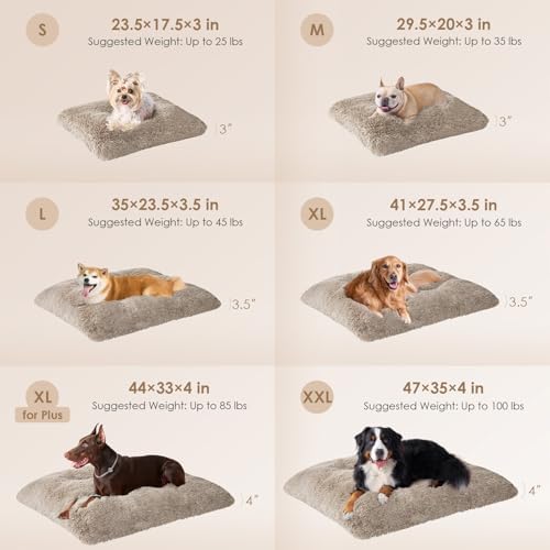 EHEYCIGA Fluffy Dog Crate Bed, Plush Extra Large Plus Dog Pillow, Taupe